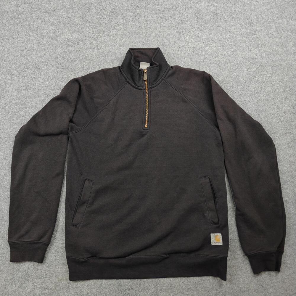 Carhartt Sweatshirt Mens Small Black 1/4 Zip Pullover Fleece Heavyweight